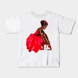 Dance Ballet in red tutu Queen Black is beautiful African American Ballerina Dancer Dancing Kids T-Shirt